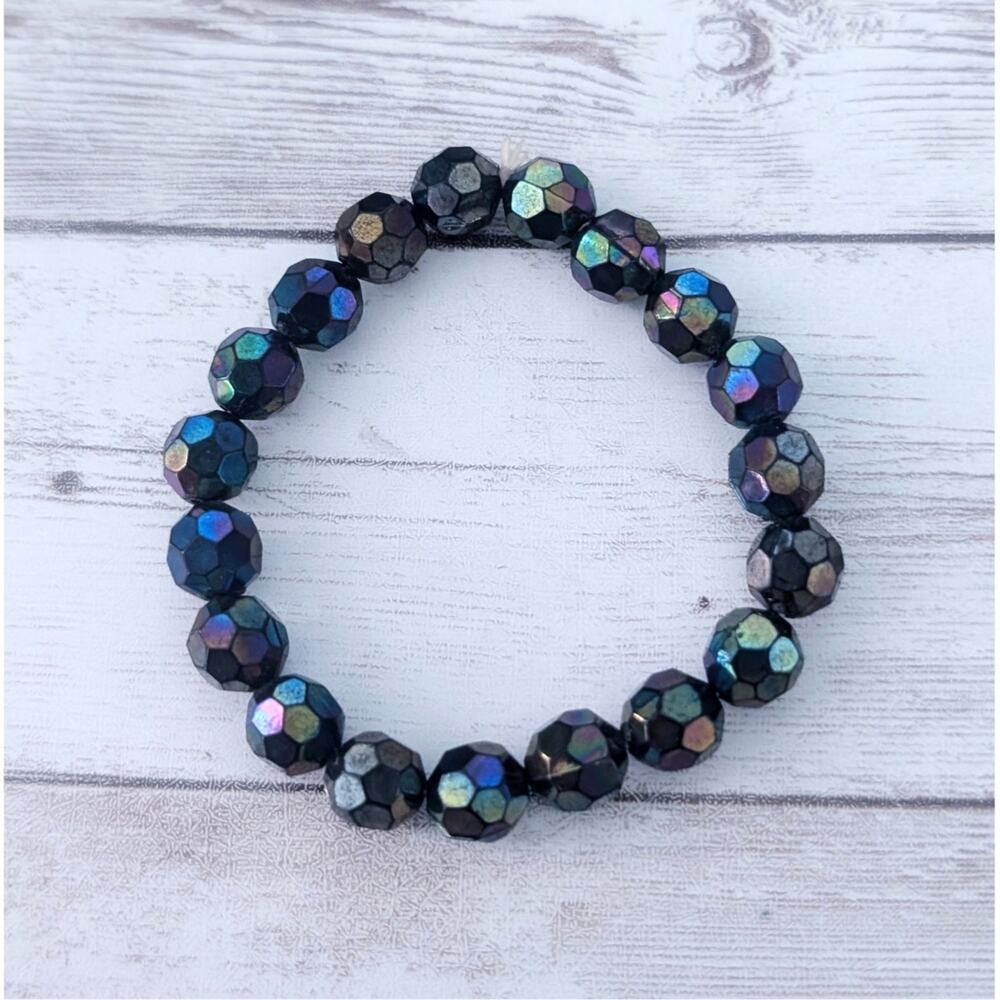 Vintage Stretch Bracelet Dark Multi Colored - Fair Condition
